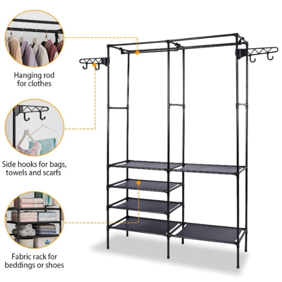 CLOSET ORGANIZADOR DE ROPA CON GANCHO LATERAL DOBLE