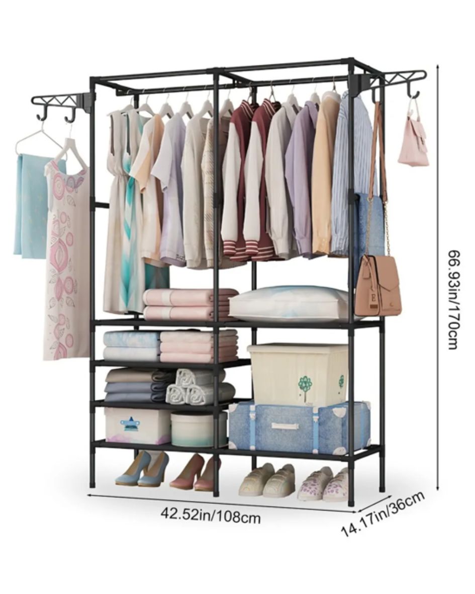 CLOSET ORGANIZADOR DE ROPA CON GANCHO LATERAL DOBLE
